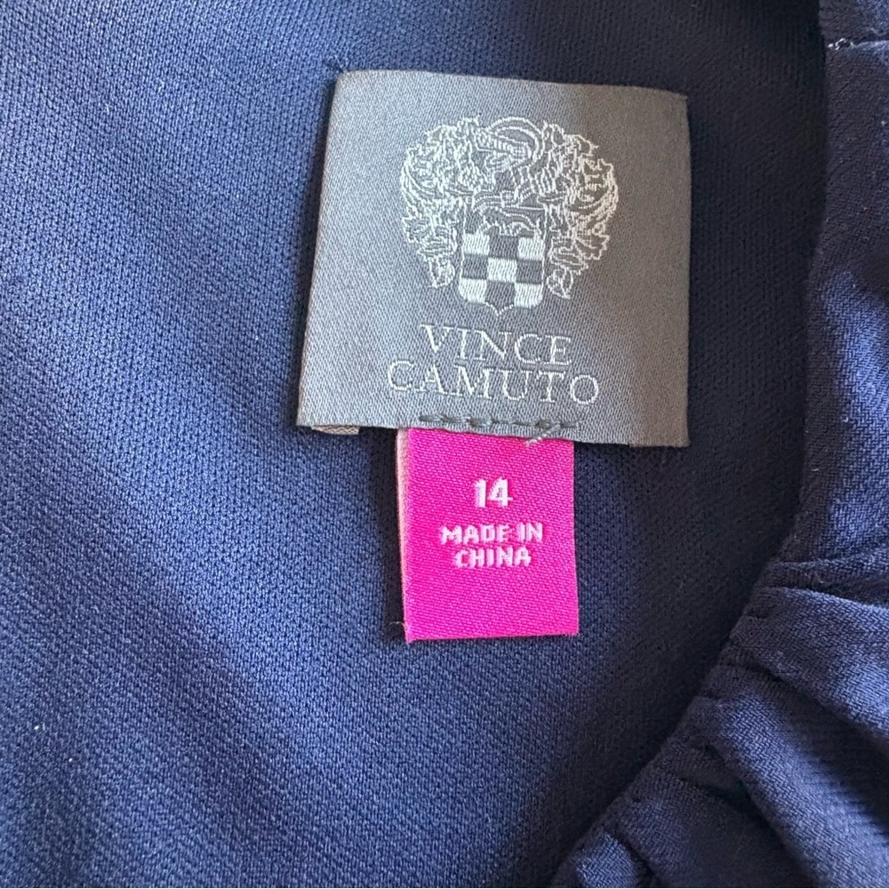 Vince Camuto Midnight Blue Cap Sleeve Formal Dress Gown w Rhinestone Neck Detail - Picture 3 of 17